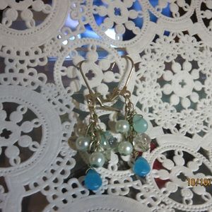 Costume Jewelry Blue beaded pierced earrings